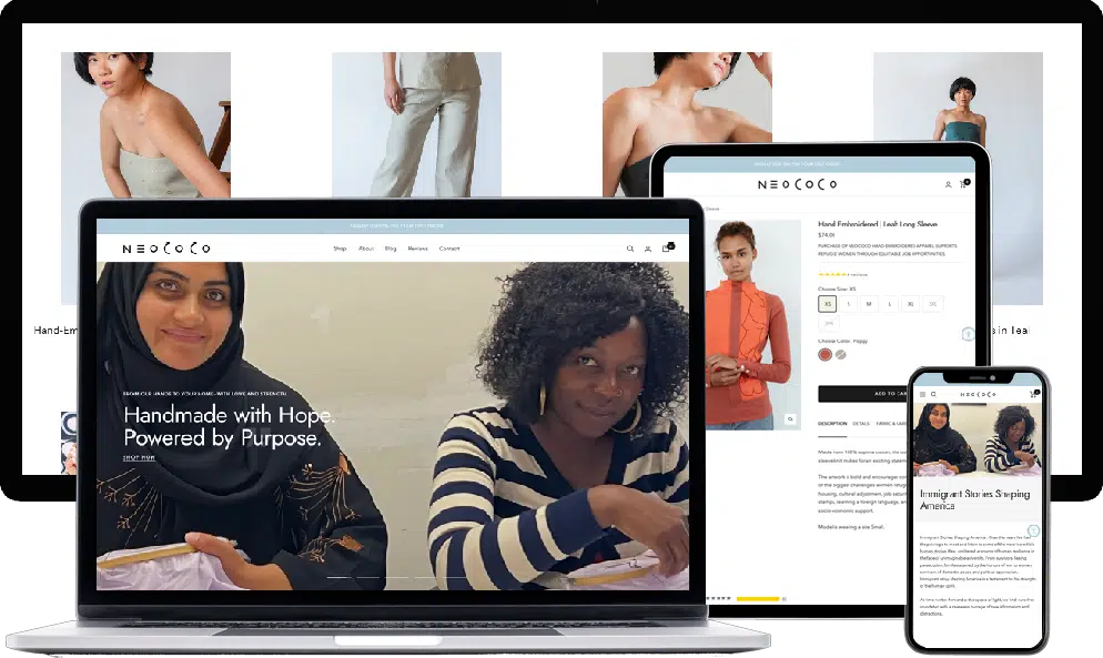 Neococo website redesign, non profit organization
