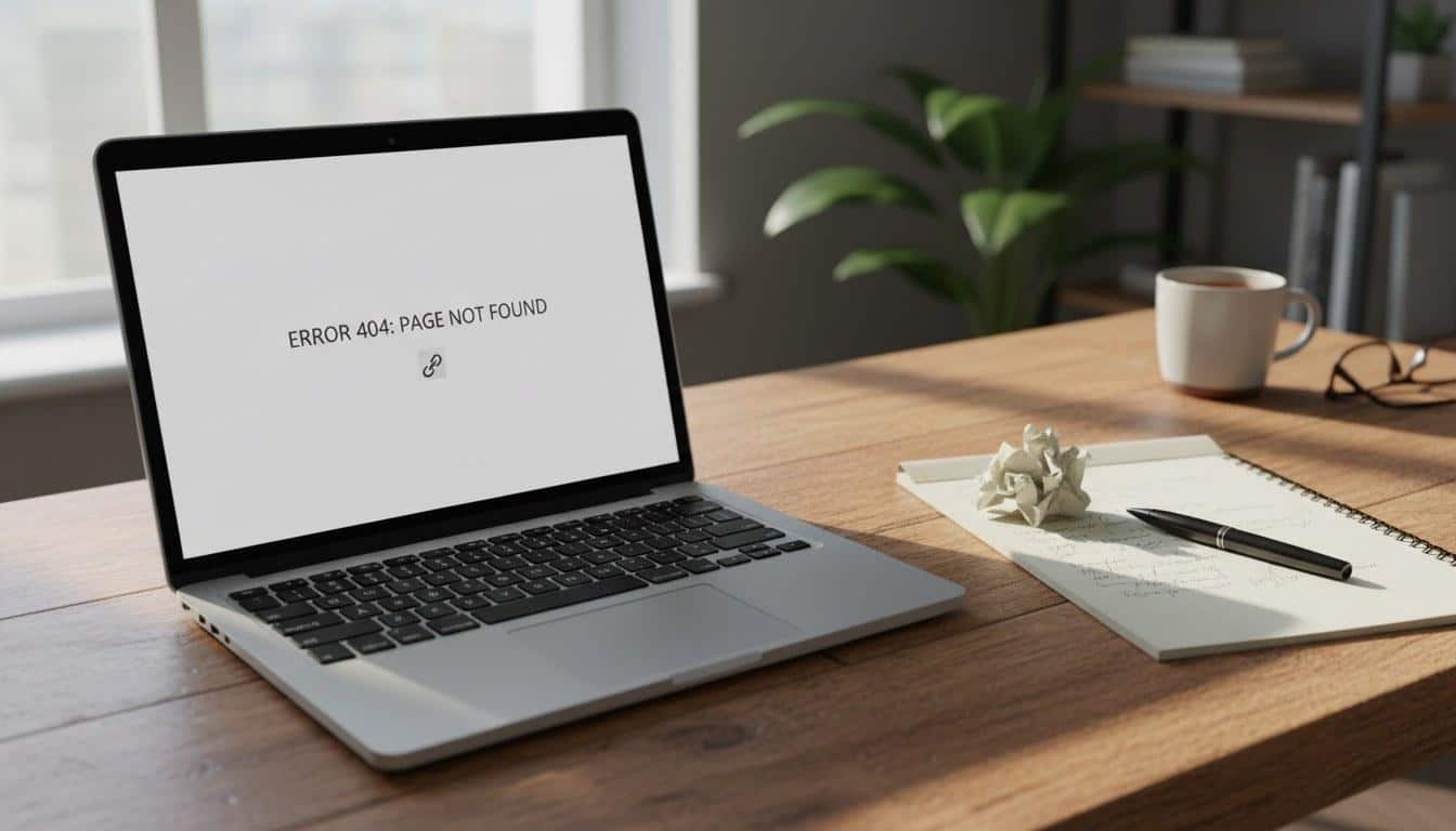 E-commerce website error page displayed on a laptop screen during troubleshooting