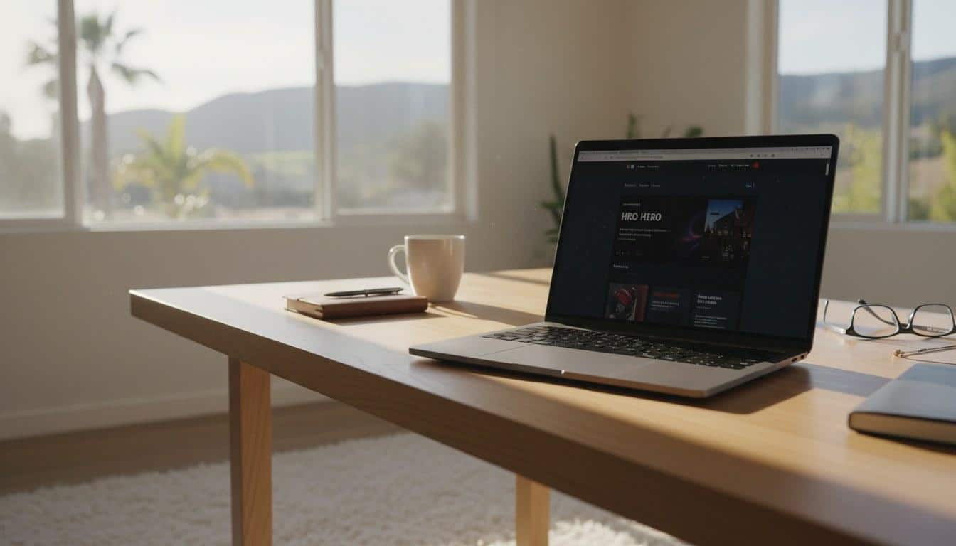 Modern website displayed on a laptop in a Calabasas small business office