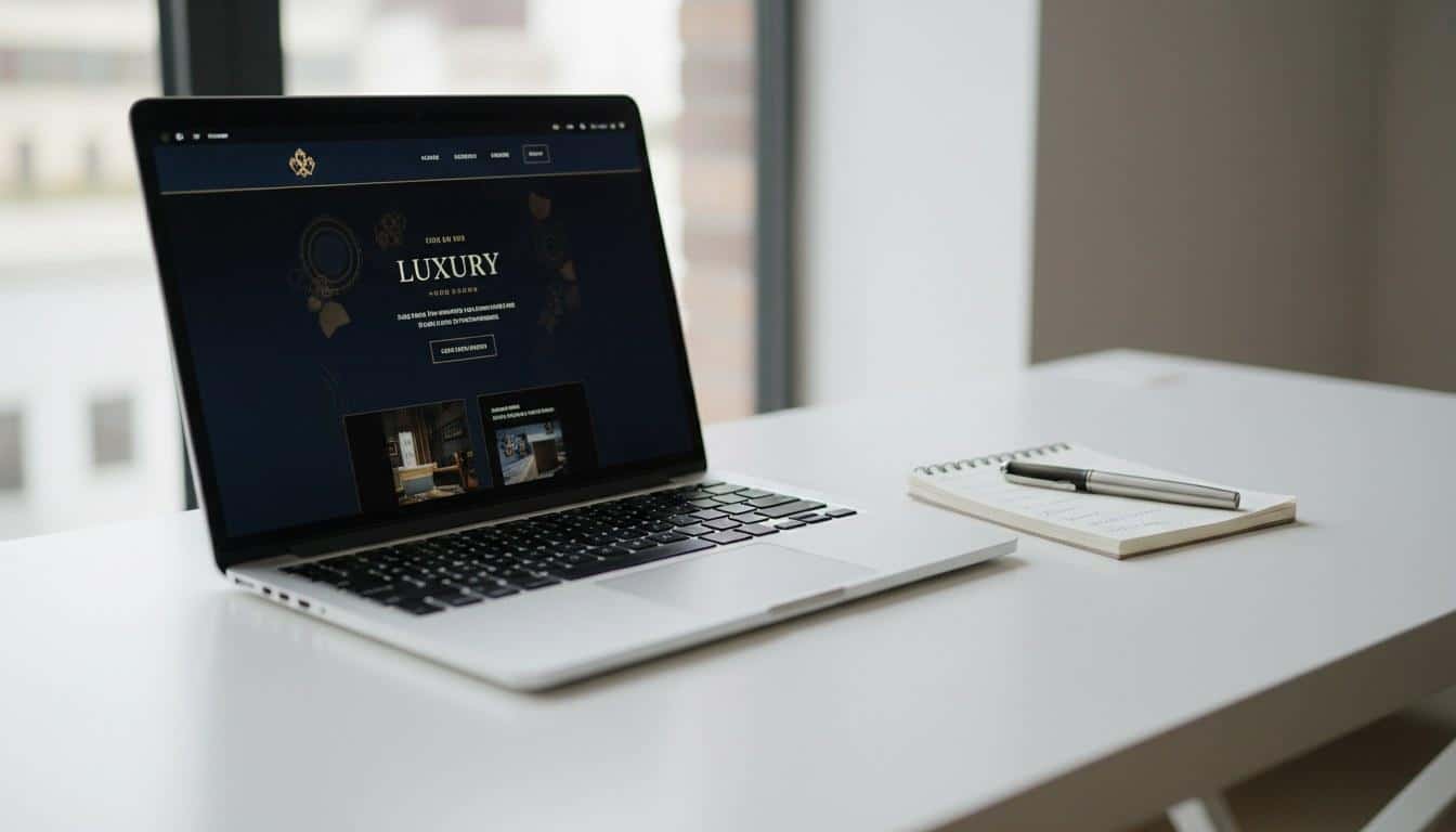Luxury limo website layout displayed on a laptop on a clean desk