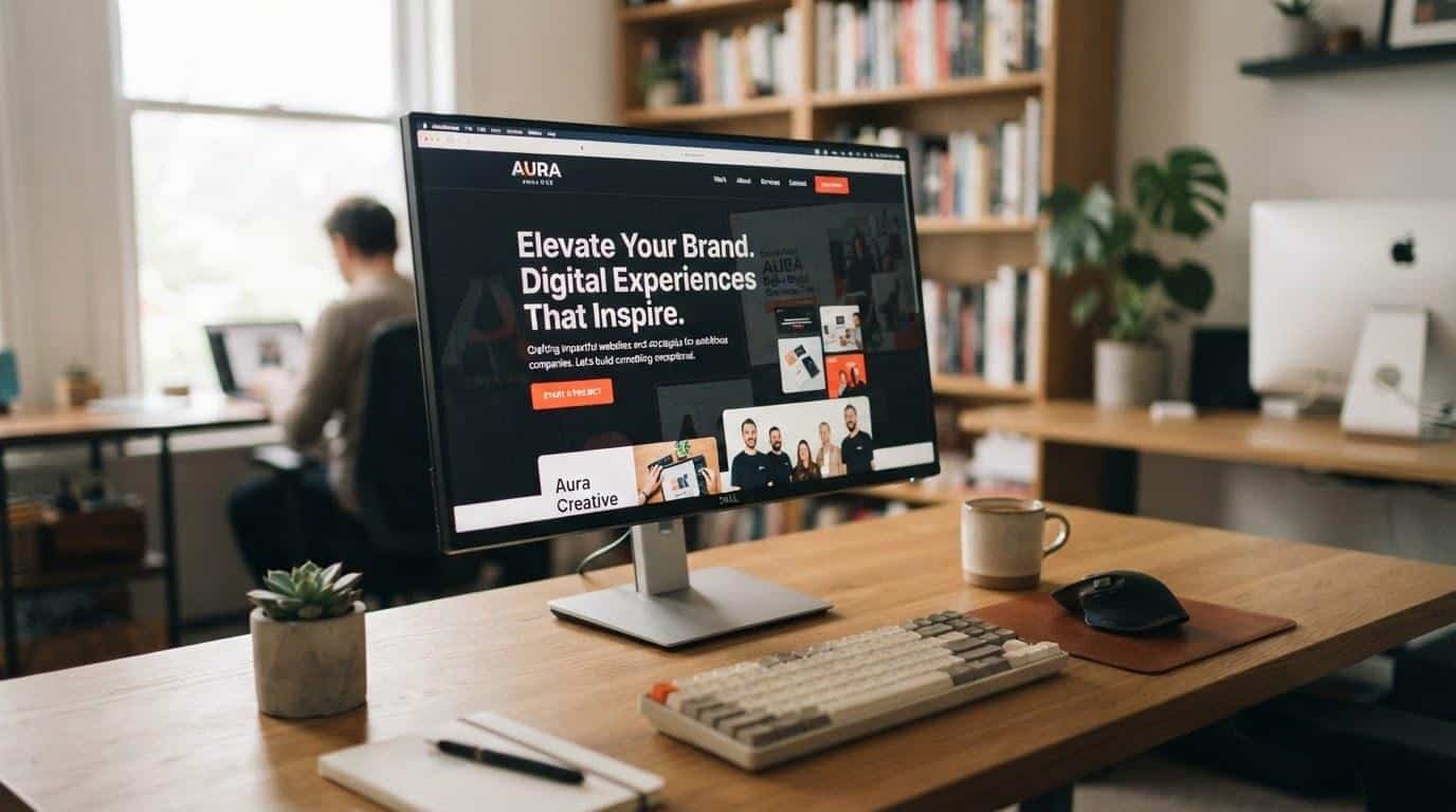 Custom website design displayed on a desktop monitor for an Agoura Hills business