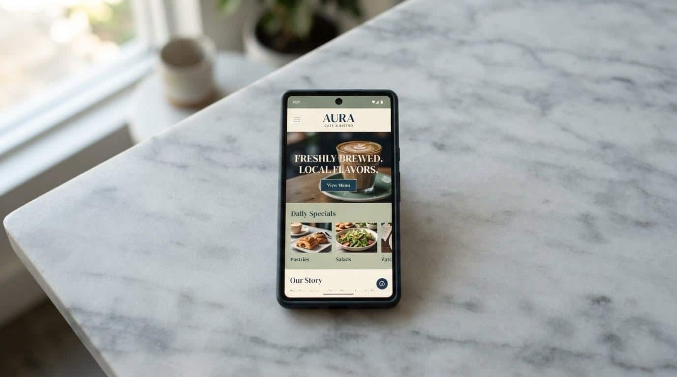 Mobile-optimized website design for an Agoura Hills small business on a smartphone
