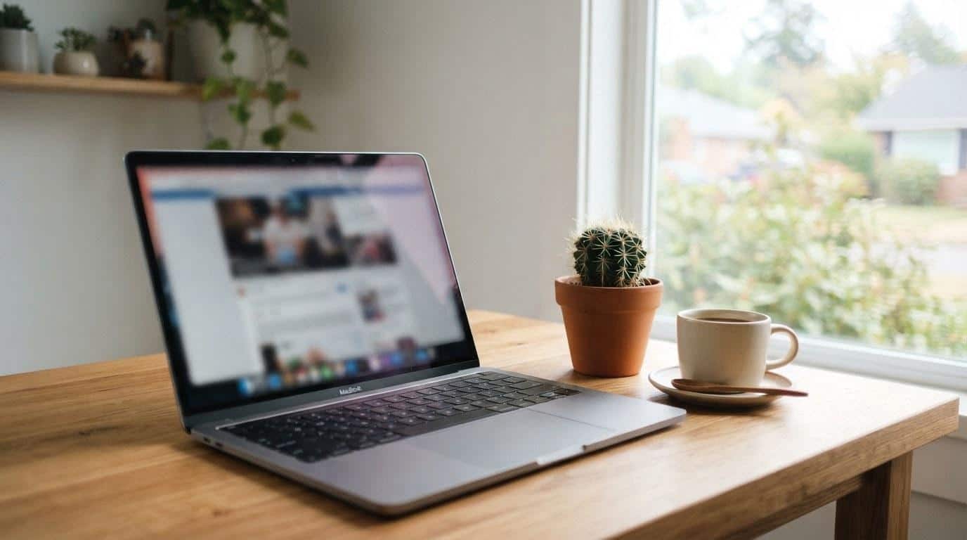 Malibu WordPress web design project open on a laptop in a bright workspace