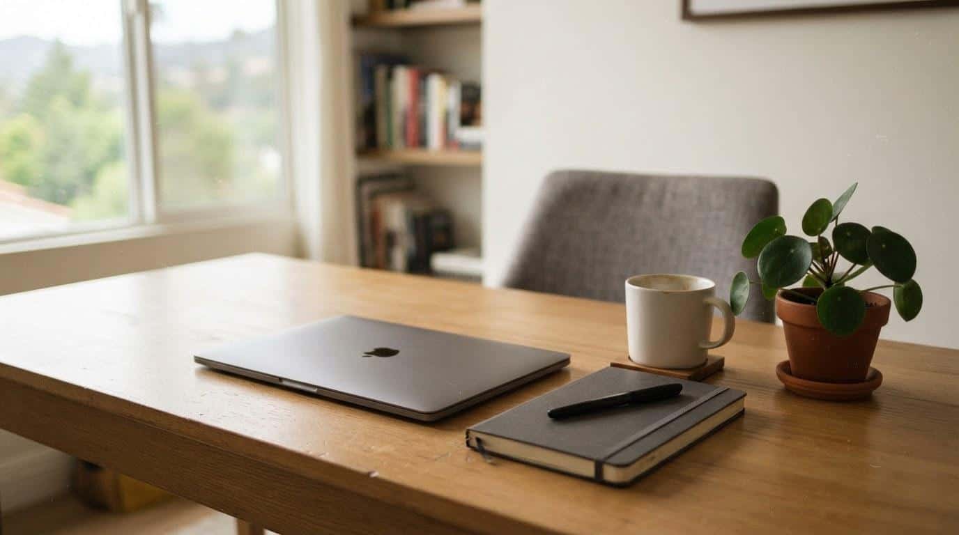 Clean home office desk with tablet showing an e-commerce store ready for ongoing maintenance in Westlake Village