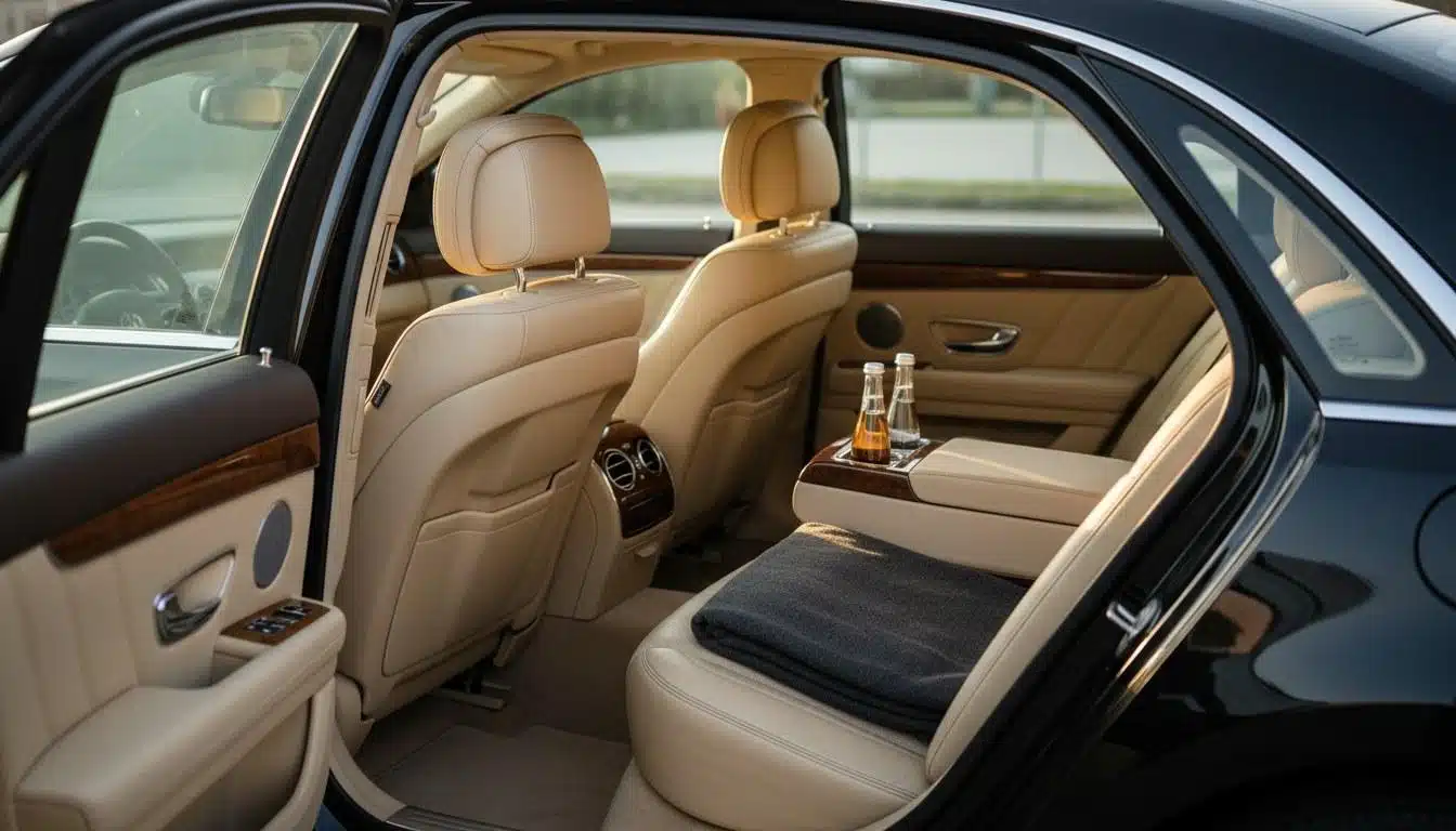 Interior of a luxury sedan, the kind of detail a limo website needs to show