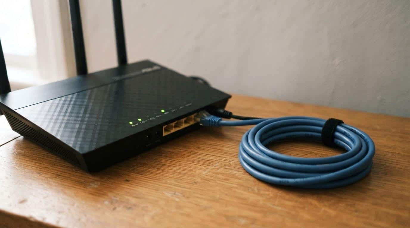 Wireless router and ethernet cable representing website speed and technical SEO infrastructure in Thousand Oaks