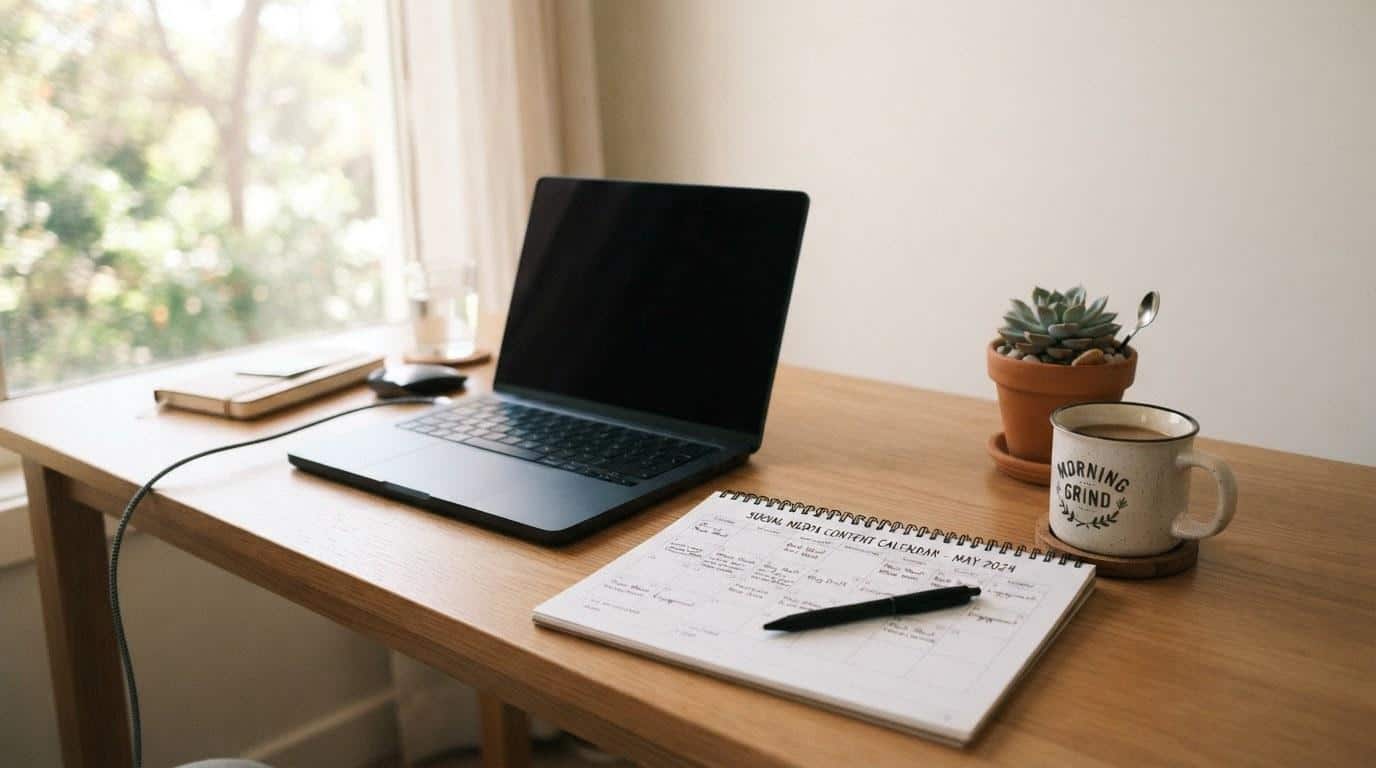 Social media content calendar and planning materials for a Calabasas marketing strategy session