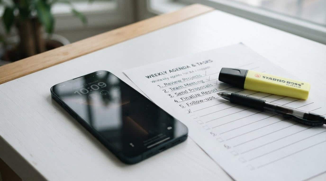 Mobile optimization checklist and smartphone during the SEO and content stage of a Calabasas website redesign